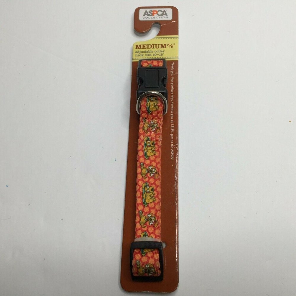 ASPCA Collection Medium 5/8" Adjustable Dog Collar Neck Size 10"-16" Cartoon Dog